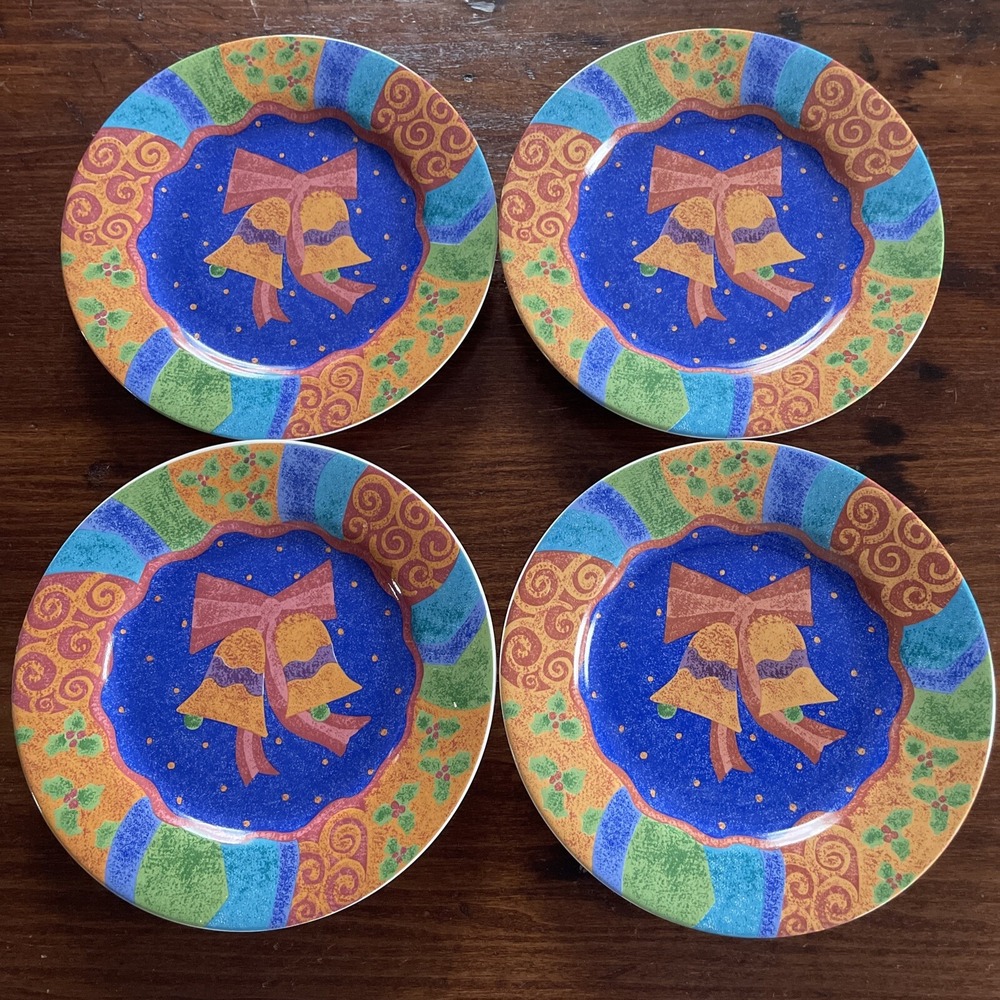 Sango PotPourri Mix & Match Christmas Plates Set of 4 Bells